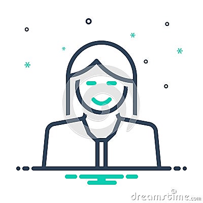 Mix icon for Women, lady and lass Stock Photo