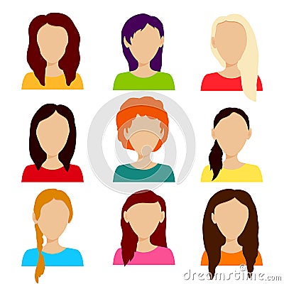 Women icons set vector background Vector Illustration