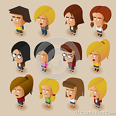 Women Isometric Set Stock Photo