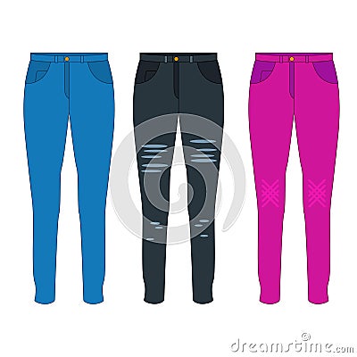 Women jeans flat vector Vector Illustration