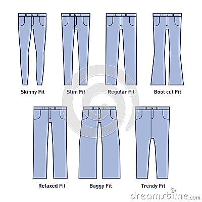 Women Jeans Types Set Vector Illustration