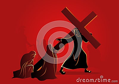 The Women of Jerusalem Mourn for Jesus Vector Illustration