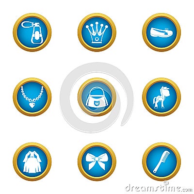 Women jewelry icons set, flat style Vector Illustration