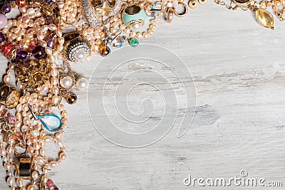 Women jewelry on table Stock Photo