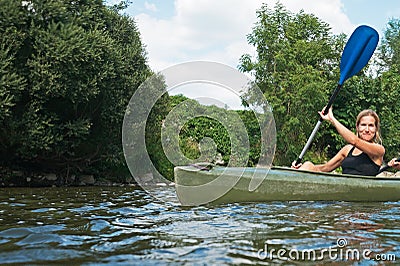 Women kayaking Stock Photo