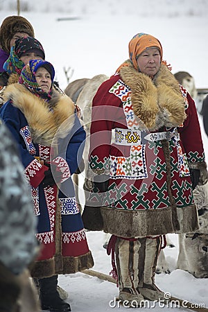 Women Khanty in national dress. Editorial Stock Photo