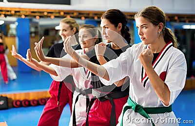 Women doing kata Stock Photo