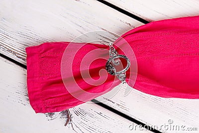Women lace shirt and bracelet. Stock Photo