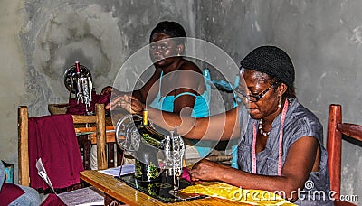 Women in trade school in Robillard, Haiti. Editorial Stock Photo