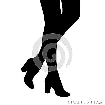 Women legs and feet with stylish footwear black and white shoes. Flat design style. Vector illustration Vector Illustration