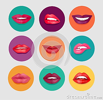 Women Lips Set Vector Illustration