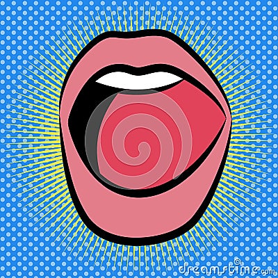 Women lips Style Pop Art Vector Illustration