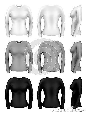 Women long sleeve t-shirts Vector Illustration