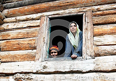 women looking out of window india Editorial Stock Photo