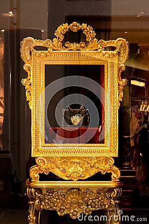 Women luxury handbag in a Dolce and Gabbana store in Milan. Fashion shop display. Luxury store appearance. Stylish woman Editorial Stock Photo