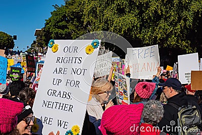 Women March in downtown Editorial Stock Photo