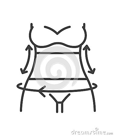 Dimensions of waist and hips, women measurements Vector Illustration