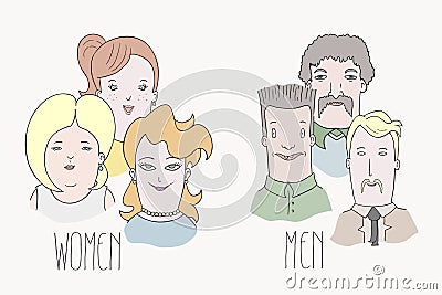 Women and men people groups Vector Illustration