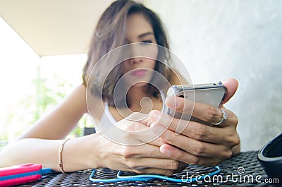 Women and mobile phone Stock Photo