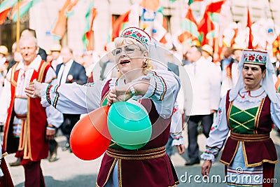 Women in national Belarusian folk costume Editorial Stock Photo