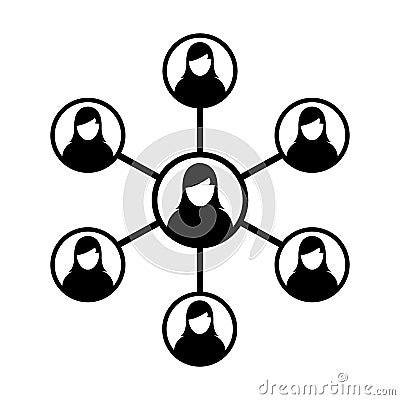 Women Network Icon Vector Symbol Group of People and Teamwork of Connected Business Person Vector Illustration