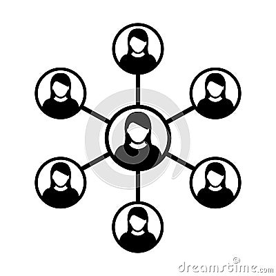 Women Network Icon Vector Symbol Group of People and Teamwork of Connected Business Person Vector Illustration
