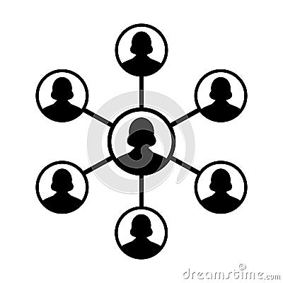 Women Network Icon Vector Symbol Group of People and Teamwork of Connected Business Person Vector Illustration