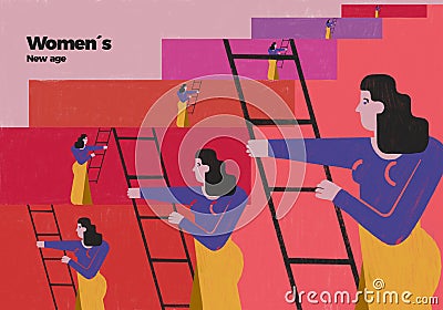 Women new social empowerment and rise. Stock Photo