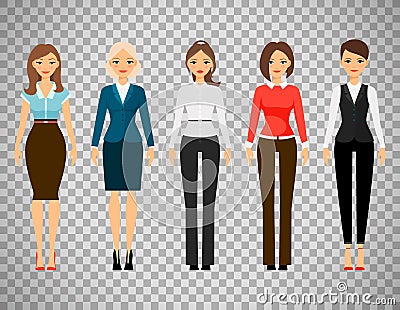 Women in office dress code clothes Vector Illustration