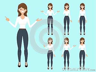 Women in office and fashion clothes. Beautiful adult cartoon woman in business office. Vector illustration. Vector Illustration