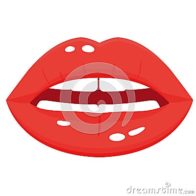 Women open lips icon, red glamour cosmetic Vector Illustration