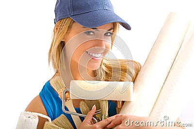 Women and painting tools Stock Photo