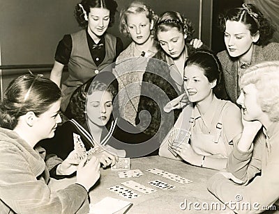 Women playing cards Stock Photo