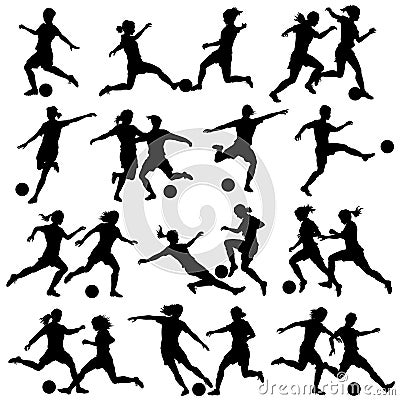 Women playing football Vector Illustration