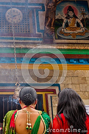 Women praying at Teej festival, Durbar Square, Kathmandu, Nepal Editorial Stock Photo