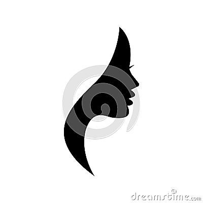 Women profile silhouette on the grey background Vector Illustration