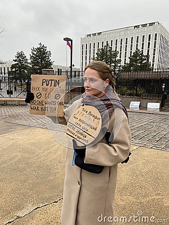 Women Protester at the Russian Embassy Editorial Stock Photo