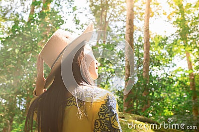 Women are in the rainforest, environment and travel. Military Politics School Phu Hin Rongkla Phetchabun Province, Stock Photo