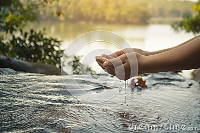 Women reach out waiting for water. Stock Photo