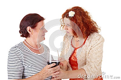 Women with red wine Stock Photo