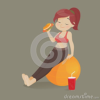 Women refuse to exercise Vector Illustration