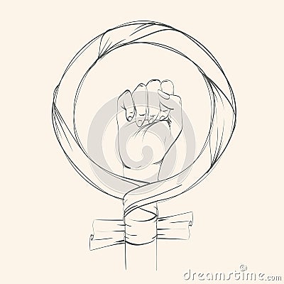 Women resist symbol. Woman fist illustration. Cartoon Illustration