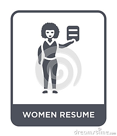 women resume icon in trendy design style. women resume icon isolated on white background. women resume vector icon simple and Vector Illustration