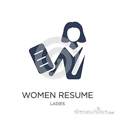 Women Resume icon. Trendy flat vector Women Resume icon on white Vector Illustration
