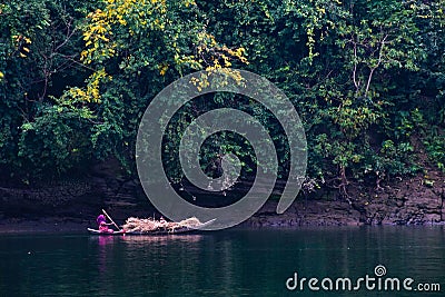 A women riding a boat Editorial Stock Photo