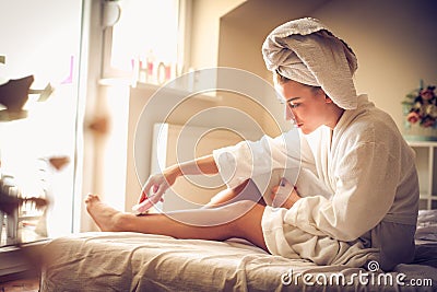 Women routine. Morning time. Stock Photo