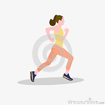Women running jogging workout losing weight sport flat people illustration Cartoon Illustration