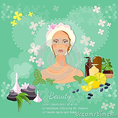 Women's beauty skin care cosmetic products Vector Illustration