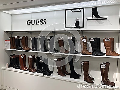 Women`s Boots In A Department Store Editorial Stock Photo