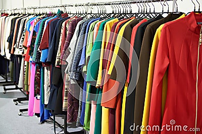 Women`s clothing in store Stock Photo